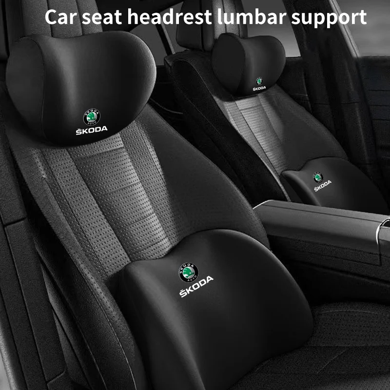 Auto Kopfstütze Nackenkissen Memory Foam Schützende Lendenwirbelstütze Für Skoda Octavia Superb Rapid Kodiaq Karoq Fabia Kamiq Roomster