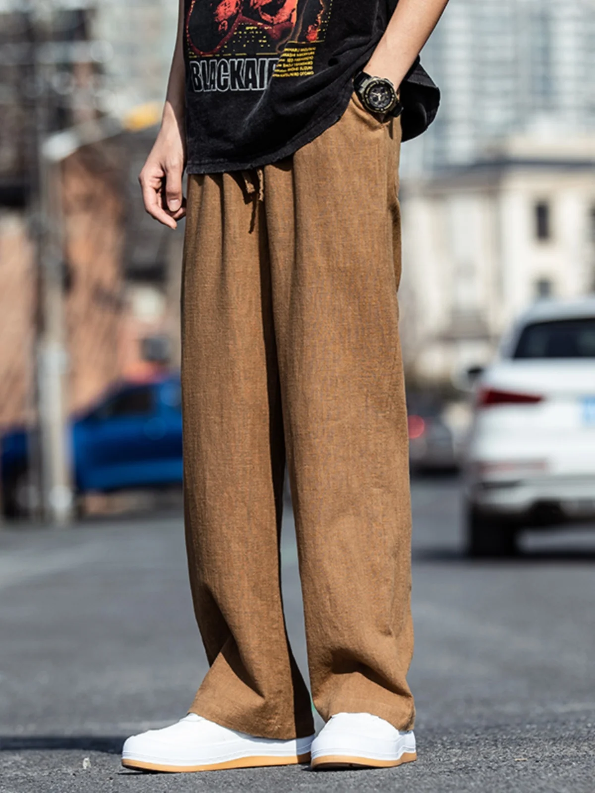 

Мужские летние тонкие льняные повседневные брюки свободного кроя, прямые, из хлопка и льна, струящиеся, длинные, дышащие, комфортные шорты