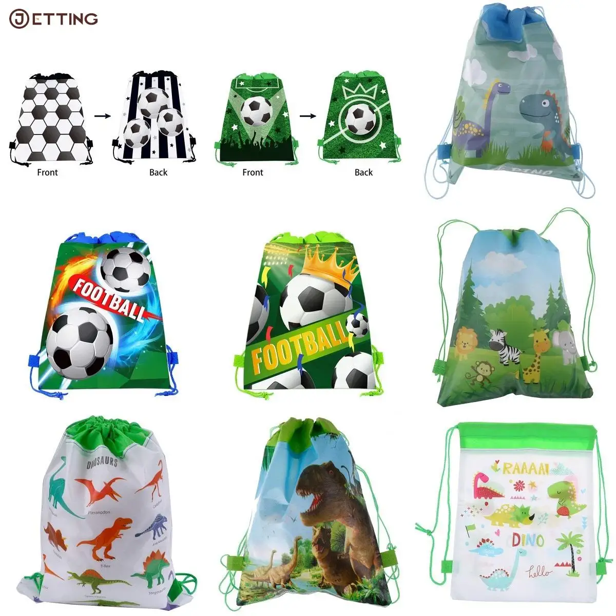 9styles Cartoon Dinosaur Drawstring Bags Kids Drawstring Backpack Children Clothings Organizer Pouch Laundry Bag School Backpack