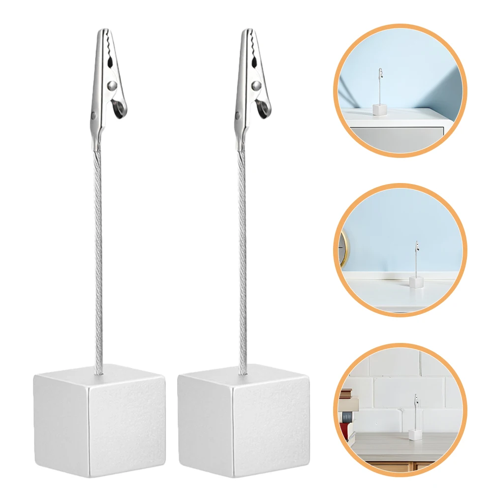 6pcs Square Note Clips Paper Holder Metal Table Card Stand Memo Resin Compact Design Versatile Photo Display