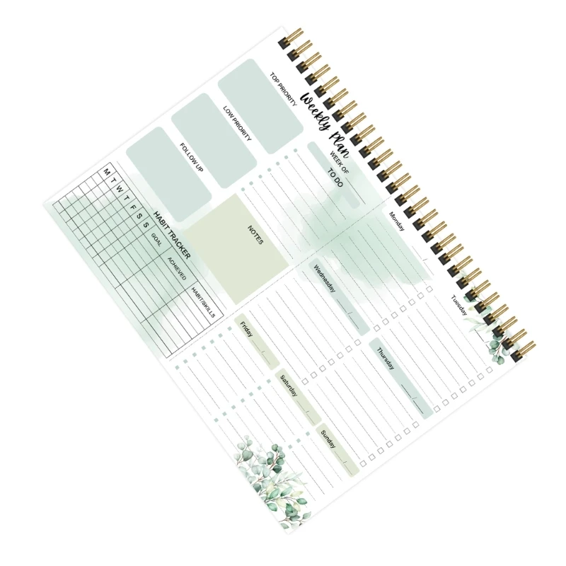 E9LB Wochenplaner To-Do-Listen-Notizbuch, wasserdichter PP-Einband, 54 Blatt für Journaling