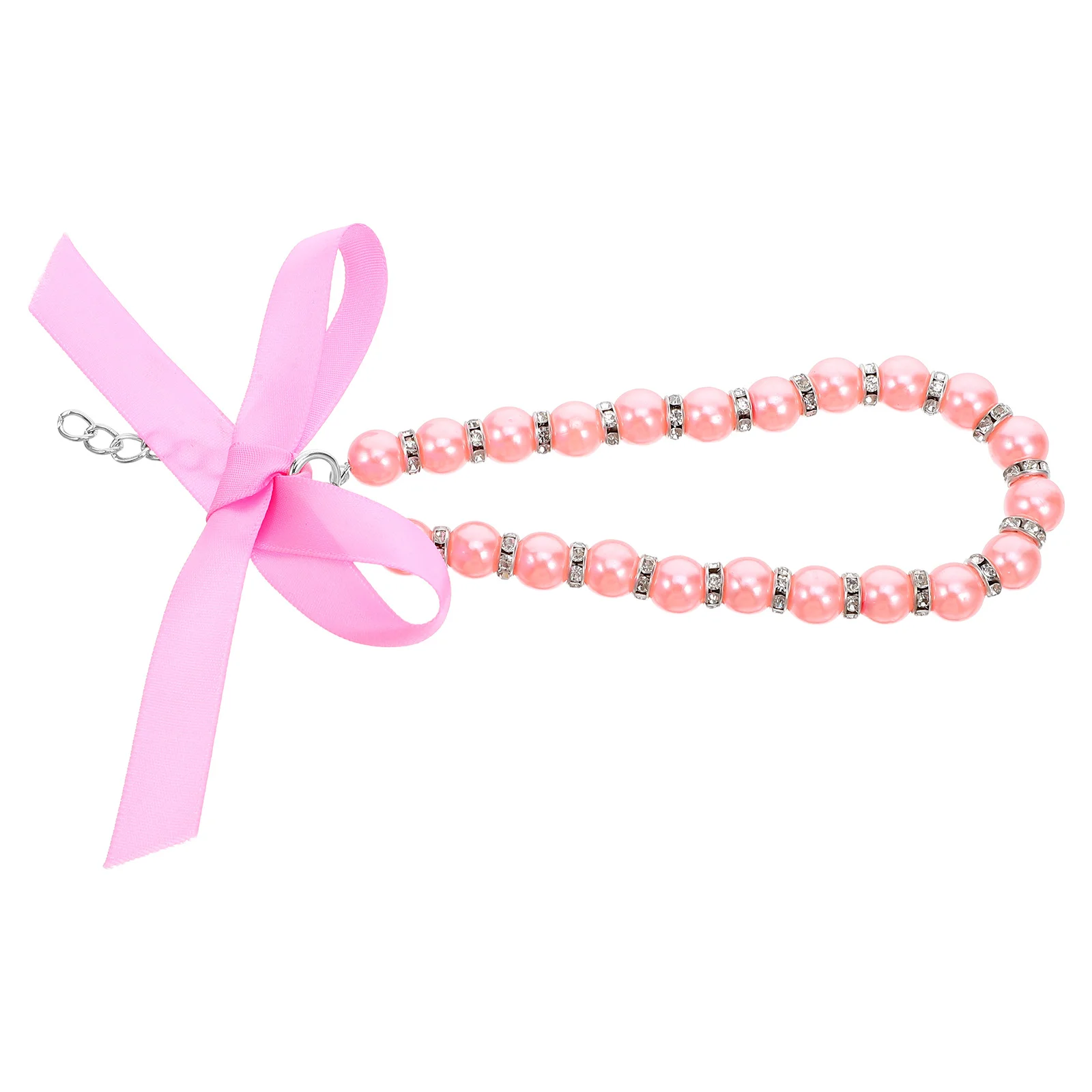 

Pet Necklace for Dogs Cats Imitation Pearls Collar Bling Accessories Ribbon Bow Jewelry Pink Female Pets Cat Necklace Collar