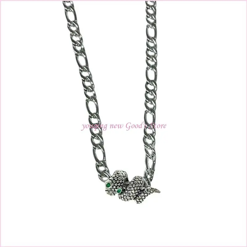 57QA Snake Pendant Necklace Ladies Party Necklace Unique Snake Theme Neck Jewelry Alloy Texture for Enhancing Fashion Outfits