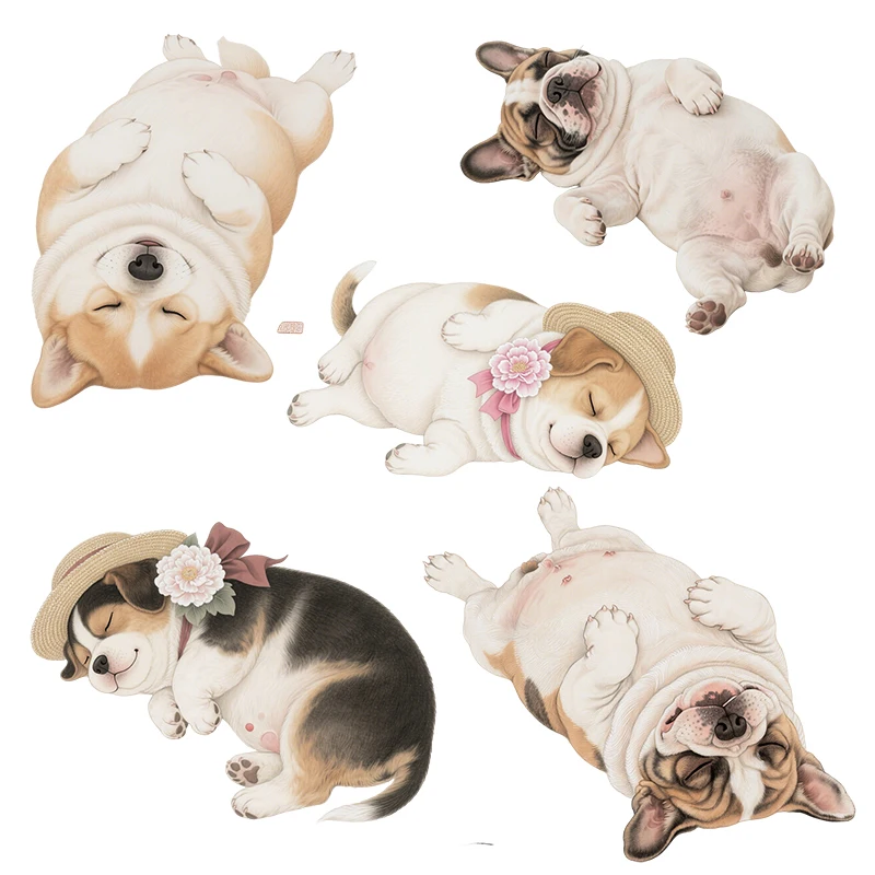 Three Ratels CEE205 Funny sleeping puppy animal wall stickers for home decoration, funny car decals easy removal