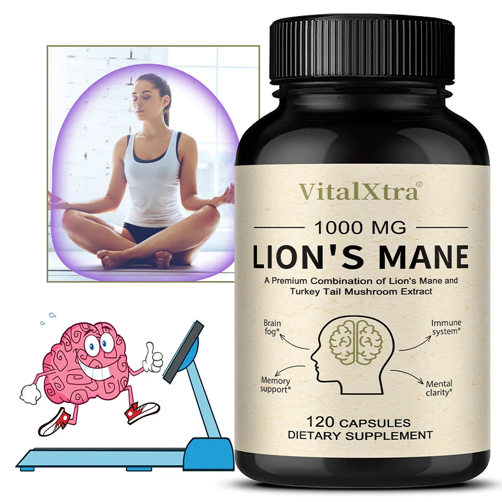 

Lion’s Mane Capsules - Organic Lions Mane Extract for Overall Wellbeing, Promote Brain Health, Clear Thinking, Enhance Immunity