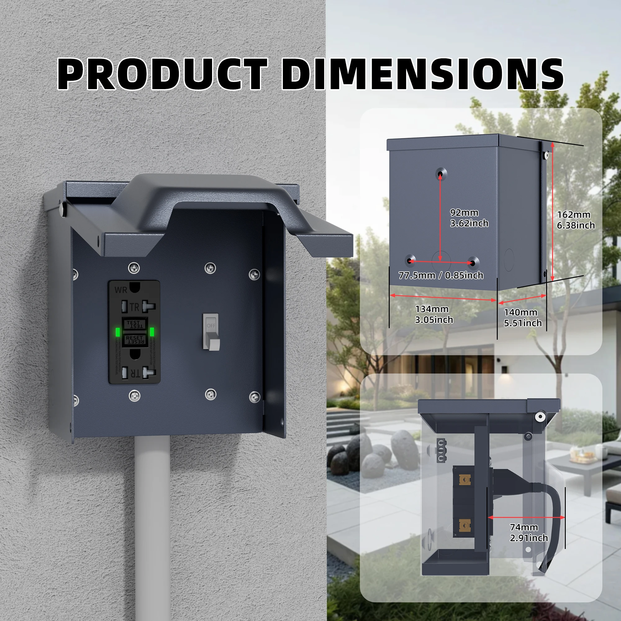 في الهواء الطلق مقاوم للماء IP66 المقبس المخرج 20A RV صندوق مخرج توزيع الطاقة GFCI جميع المعادن مقبس كهربائي الجدار المخرج #2