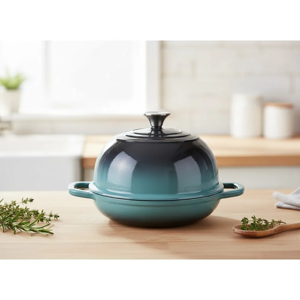 

5QT Эмалированная чугунная печь для хлеба для выпечки на закваске, равномерное сохранение тепла, хрустящей корочки, многофункциональная голландская духовка