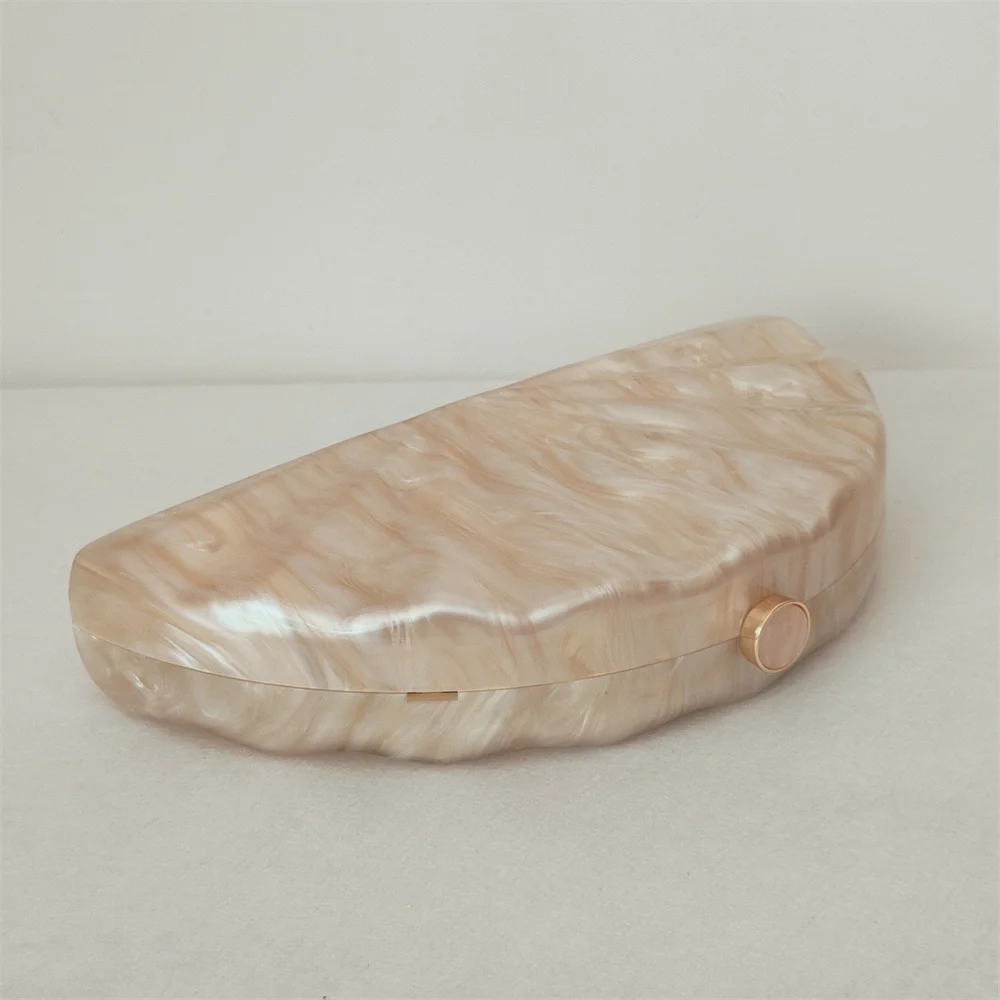 نصف غرفة اليدوية الاكريليك حقائب كتف مساء حفلة مخلب حقيبة يد فاخرة ذات علامة تجارية قطاع نصف دائرة الزفاف Crossbody المحفظة #3