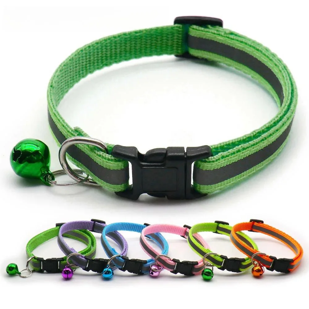 2 Stück/Packung 12 Farben Reflektierende Verstellbare Halsbänder für Katzen und Kleine Hunde mit Glöckchen, Niedliche Haustierzubehör-Kollektion – Detail 3