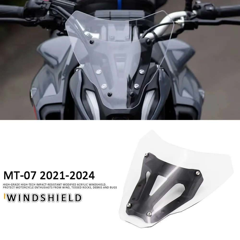 

MT07 2023 NEW Motorcycle Parts Windshield Windscreen Wind Shield Deflector acrylic For Yamaha MT-07 MT07 2021-2024