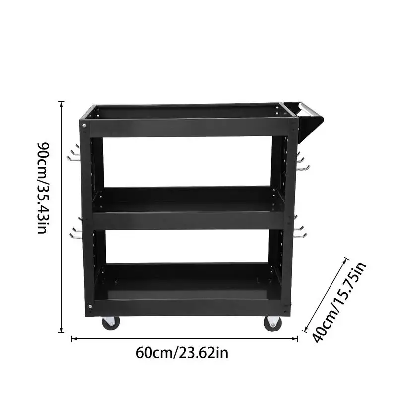 3-poziomowy wózek narzędziowy do toczenia Wytrzymały organizer z półką do przechowywania Przemysłowy wózek serwisowy handlowy