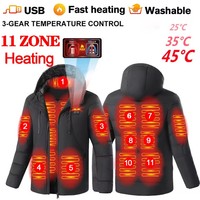 Men 11 Areas Heated Jackets Winter Warm Hooded Jackets USB Electric Heating Jackets Warm Sports Thermal Coat Waterproof Jacket