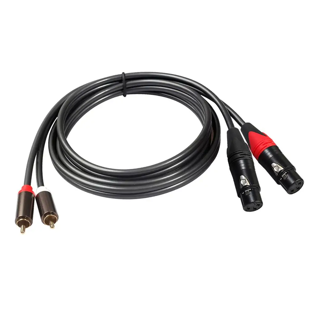 1 conjunto de 2 cabos rca para 2 xlr fêmea cabo de áudio de 3 pinos 1.5 amplificador de microfone