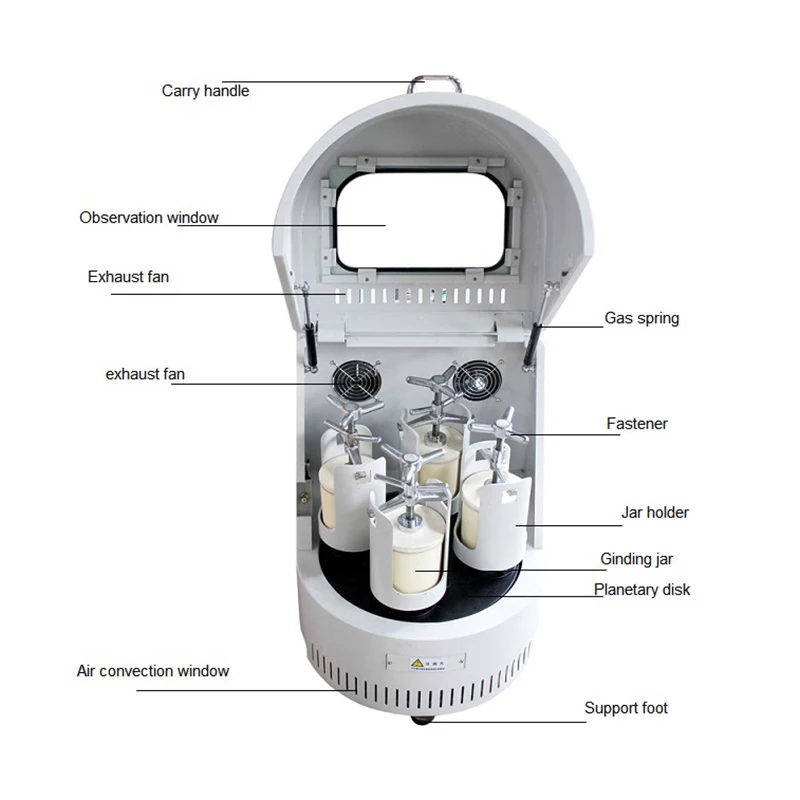 0.4L -16L Vertical Planetary Ball Mill  Machine Semi-circle Model for Laboratory Research