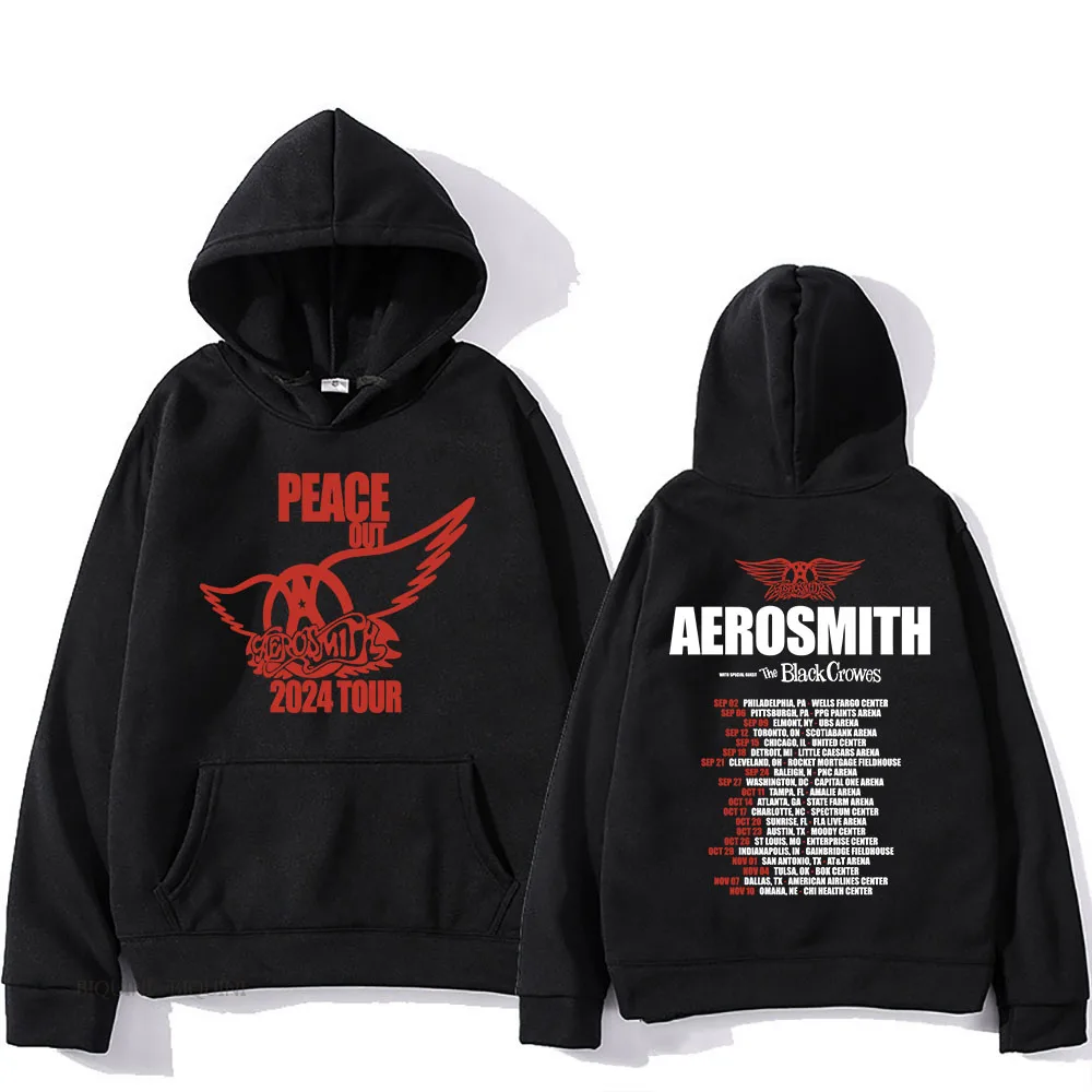 Moletom Unisex Winter Hoodies Rock Band Aerosmith Streetwear PEACE OUT Farewell TOUR 2024 Sweatshirts Pocket Ropa Hombre Hoodie