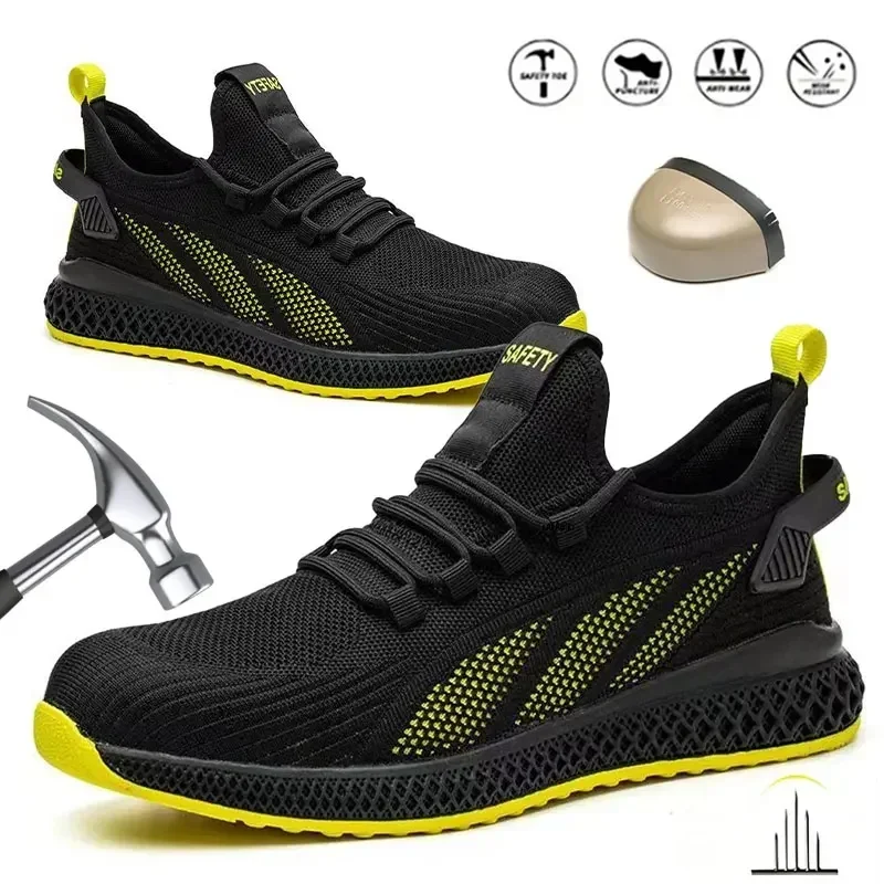 Summer Breathable Work Safety Shoes,Labor Shoes With Steel Toe Smash-proof,Men Working Shoes Non-slip Lightweight Safety Boots