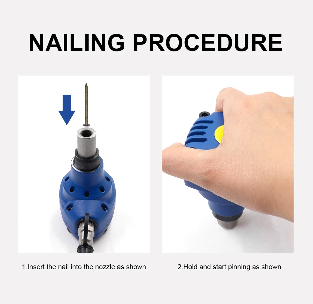 MINI Druckluft-Nagler für Stahlnägel, 90MM Pneumatischer Nagelhammer, Ergonomisches Spezialwerkzeug für Holzarbeiten – Detail 6