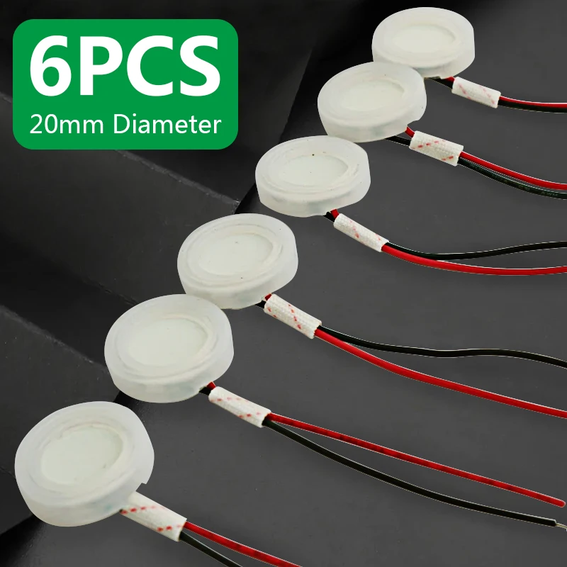 6 sztuk/partia 20mm ultradźwiękowy generator mgły Fogger dyski ceramiczne z drutem i pierścieniem uszczelniającym czujnik membranowy nawilżacz akcesoria