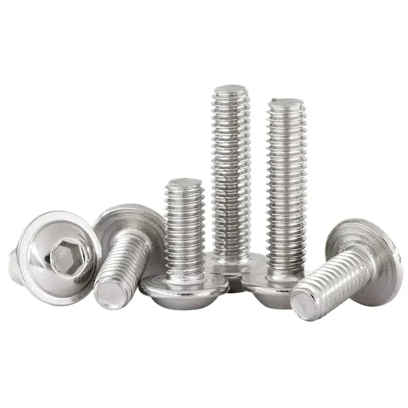 M2 M2.5 M3 Allen Hex Hexagon Socket Large Flat Head Furniture Rivet Screw Connect Joint Bolt 304Stainless Steel Screwed Spikes