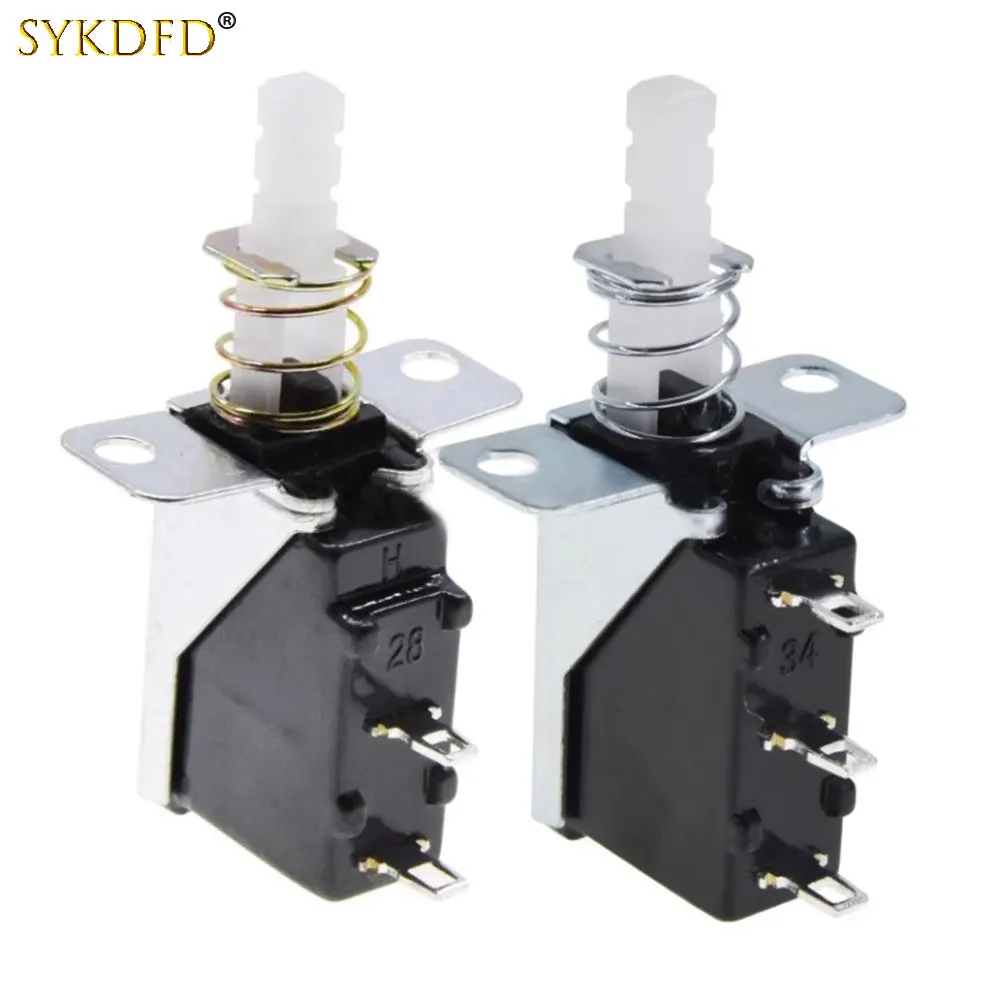 

5PCS 250V 5A Straight Key Self-Locking Switch SW-3-2 Power Switch 2/3Pin Outer Spring For Range Hood