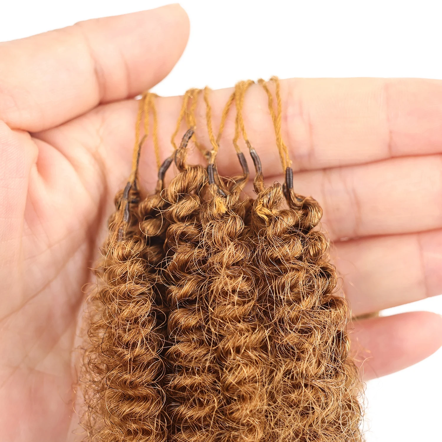 #30 Chestnut Brown P4/30 Feather Crochet Hair Extensions Afro Kinky Curly 40 Strands/Pack Knotless Pre-Separated Hair Braiding