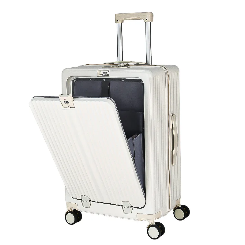 Valise à roulettes universelle avec mot de passe, coffre de voyage ouvert à l'avant, bagage à roulettes, grande capacité, valise d'embarquement à roulettes, 20 po, 26 po