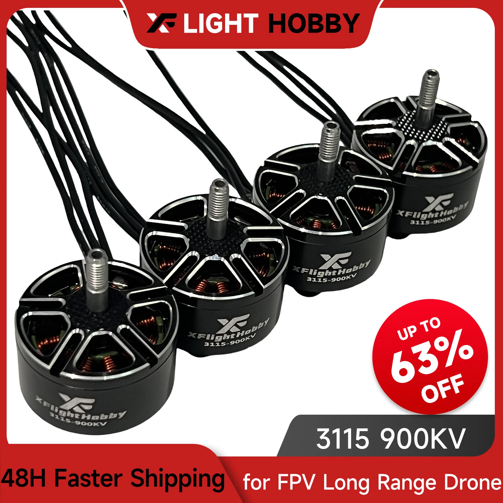 

Xflight Hobby 4pcs 3115 900KV Brushless Motor 3-6S for 10 Inch Long Range FPV Racing Drone Freestyle FPV Drone Quadcopter Motor
