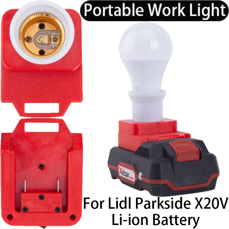 

Portable E27 Socket LED Light Bulb for Lidl Parkside 20V Li-ion Battery 5W LED Work Light E27 Bulb Portable Cordless Work Light