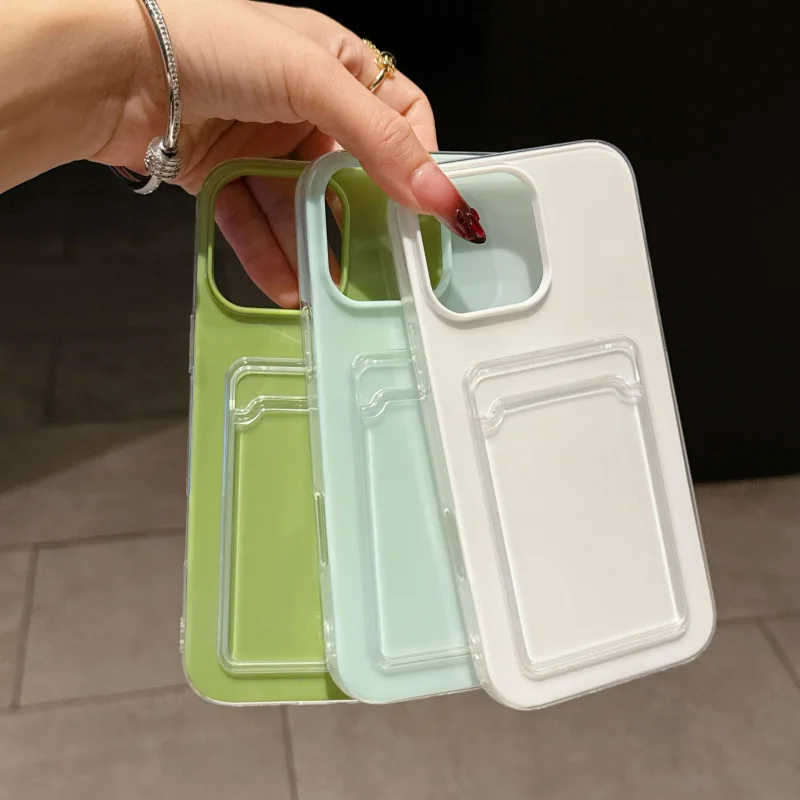 مناسبة آيفون 17/16/115/14/13/12/11 الجلد هلام 2 في 1 بطاقة حزمة حافظة حماية الهاتف