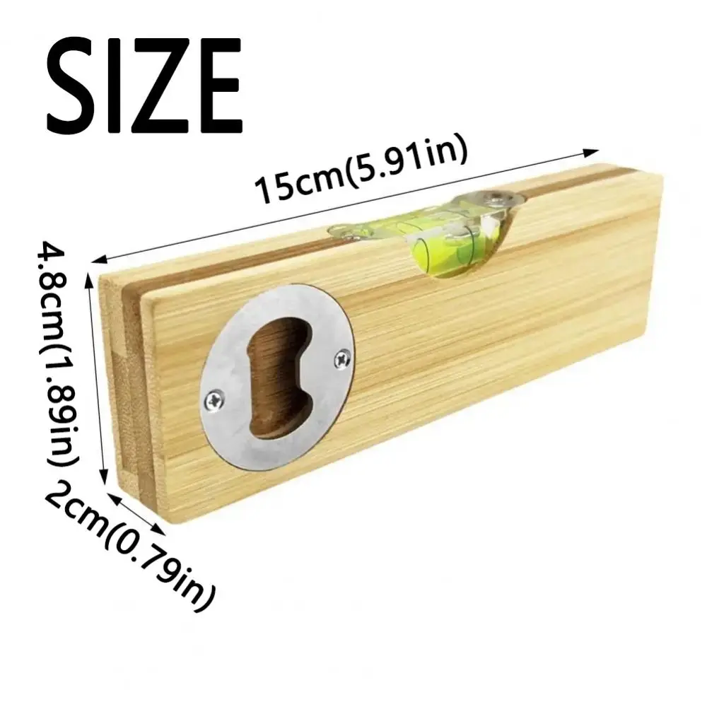 2pcs 2 in 1 Wooden Bottle Opener Portable Practical Bottle Opener Spirit Level Reusable Upgraded Level Tool Leveler with Opener
