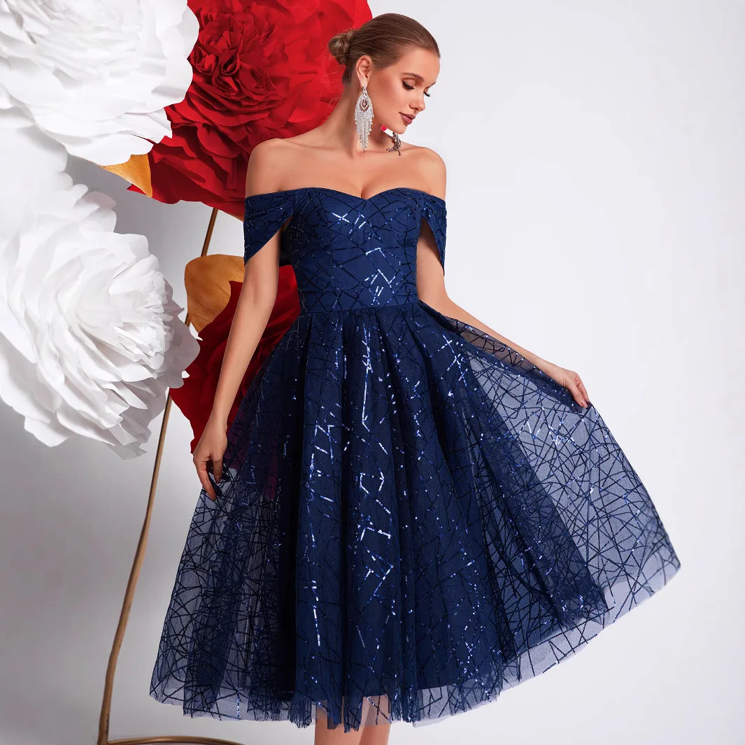 Ele Starry Glimmering Dr Luxury Strapl ثوب مسائي للسيدات تجمعات عادية iny Chic Sle