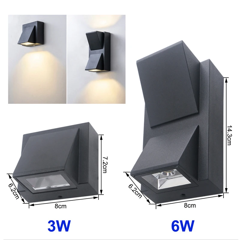 Waterproof IP65 Outdoor Wall Light ABS 3W 6W LED Wall Lamp Sconce Balcony Garden Decoration Lighting Lamp AC85-265V