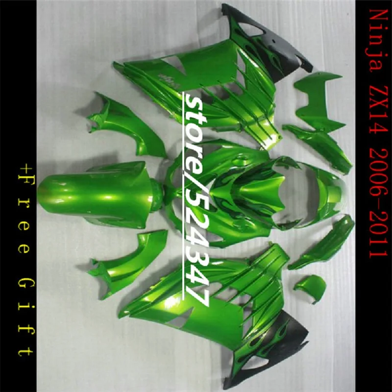 Free gift For Kawasaki ZX14R 06 -11 2006 2007 2008 2009 2010 2011 ZZ-R1400 ZX 14R Fairing body Kits green