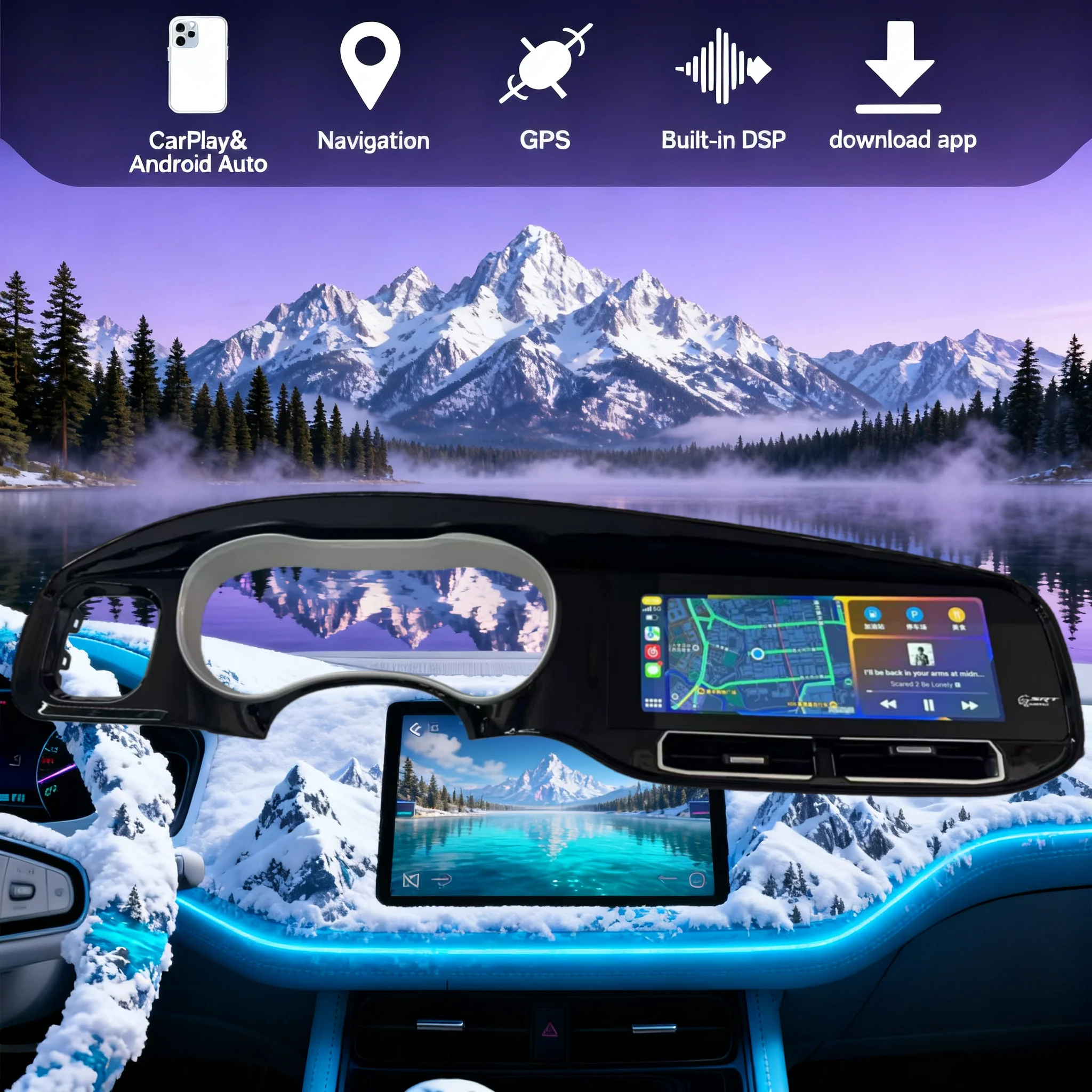 X 12.3 Inch Android 14 CarPlay Touch Screen Head Unit For Dodge Charger 2013-2022 Car Radio GPS Auto Multimedia Stereo Player