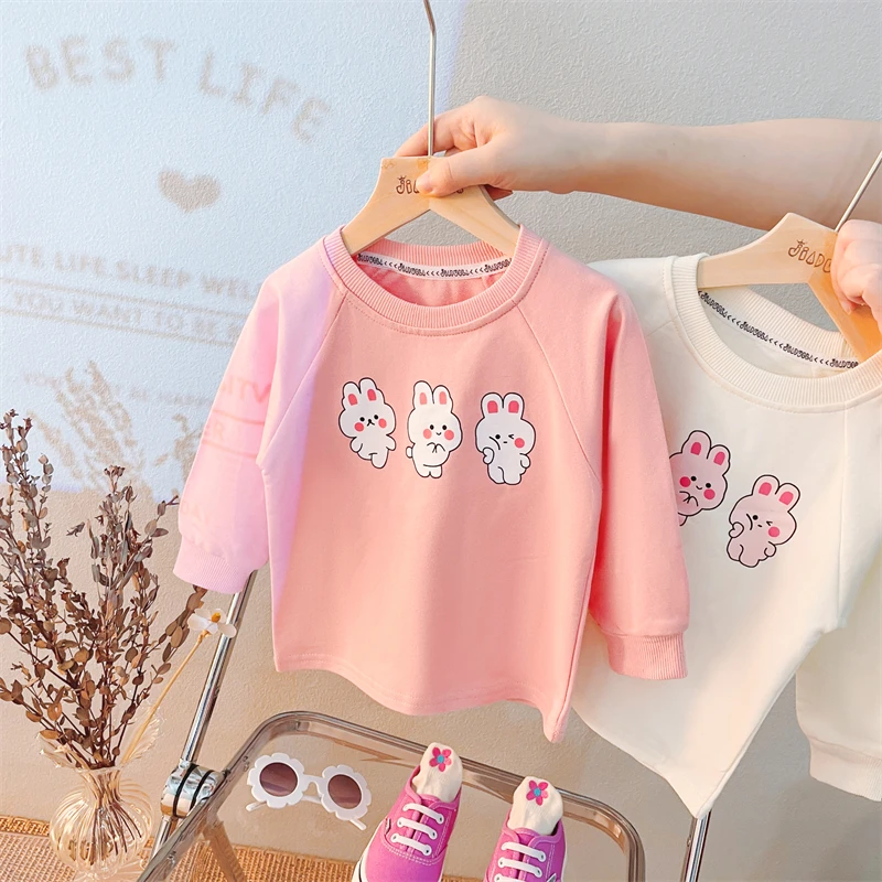 Baby Girls cartone animato coniglio T Shirt tuta 2 pz vestito autunno bambini set di abbigliamento infantile abiti Casual bambini tuta