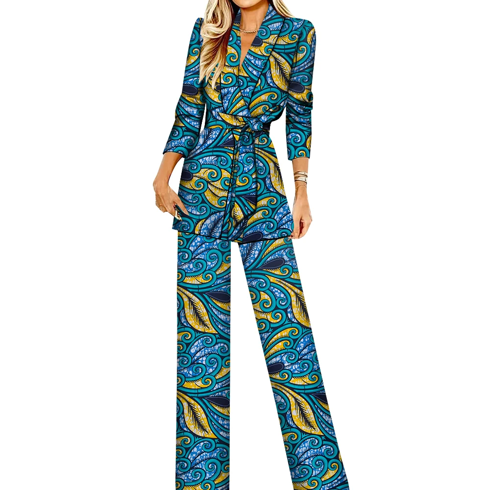 

Elegant African Women Suit Blazer and Pants Set Formal Clothes Set for Office Lady Party Cocktail Suits Custom Made Wyl002
