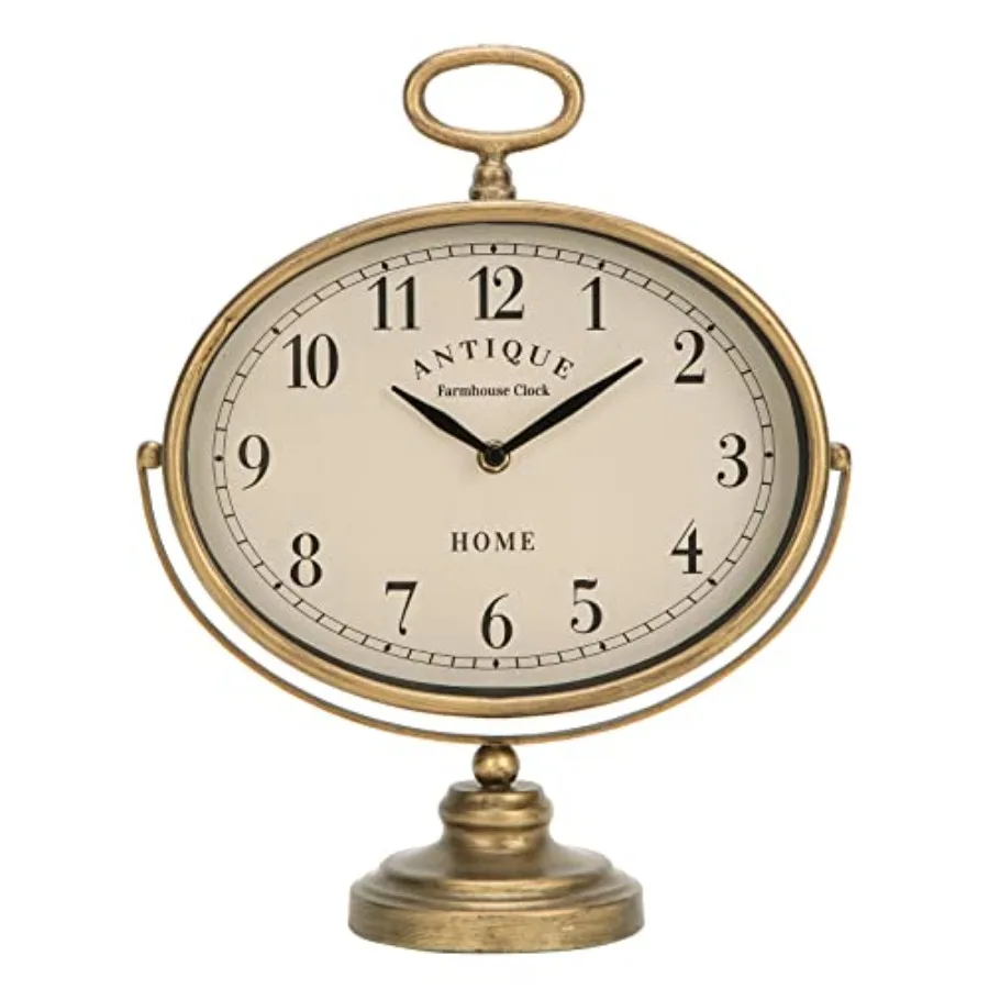 

Antique Table Clock, Gold Retro Desk Clock with Silent-Non-Ticking Battery Operated Rustic Desk Clock for Living Room, Tabletop