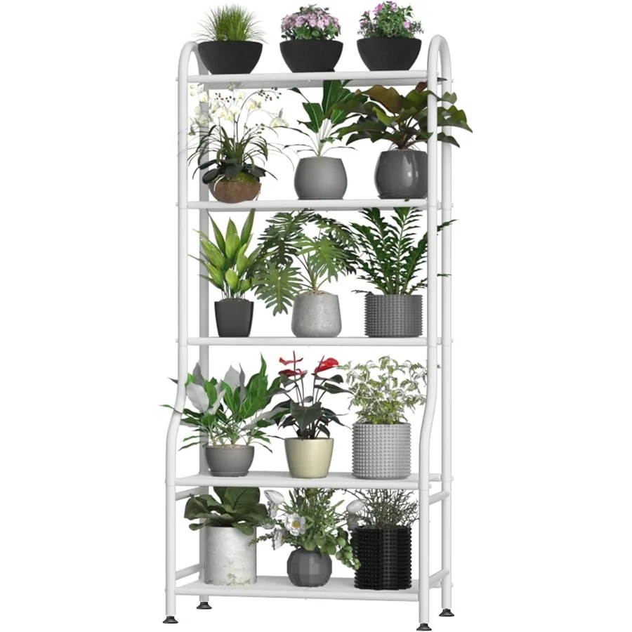 

5Tier Metal Plant Stand Indoor Outdoor Waterproof Flower Stand for Multiple Pots Heavy Duty Plant Stands for Living Room Patio