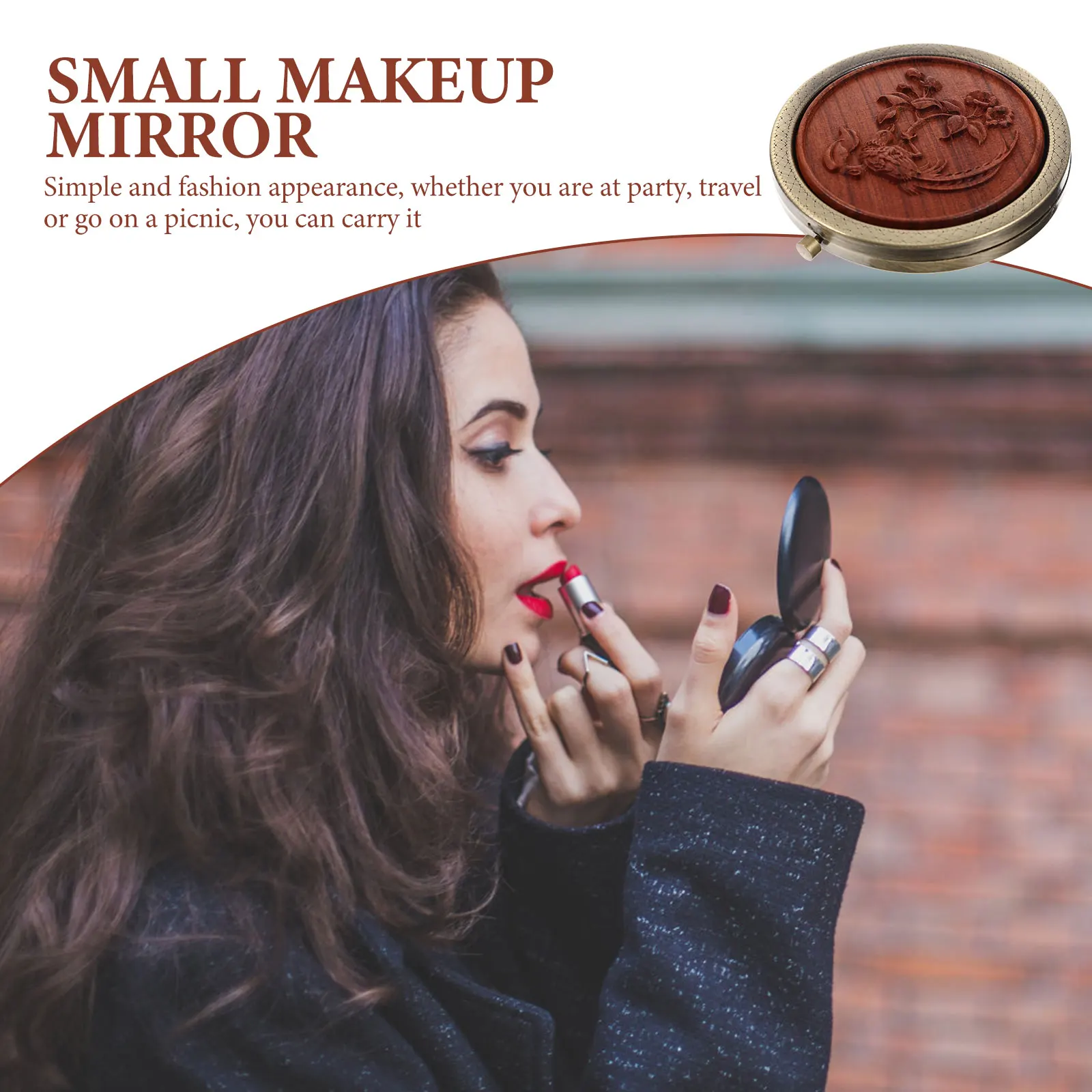 Tragbarer Retro-Schminkspiegel, kompakter, doppelseitiger, faltbarer Kosmetikspiegel für Frauen, Teenager, Mädchen, Reisen, Outdoor, Einkaufen, unverzichtbar