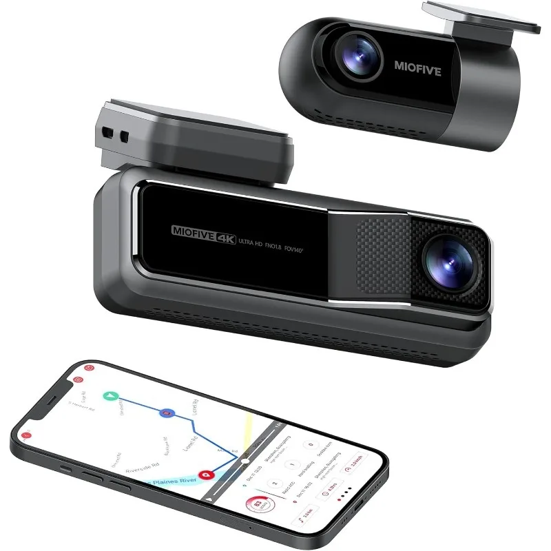 Front and Rear Dash Camera, 4K + 2K Dual Dash Cam with 5G WiFi, GPS, Speed, 2160 UHD Recorder, Built-in 128G eMMC S