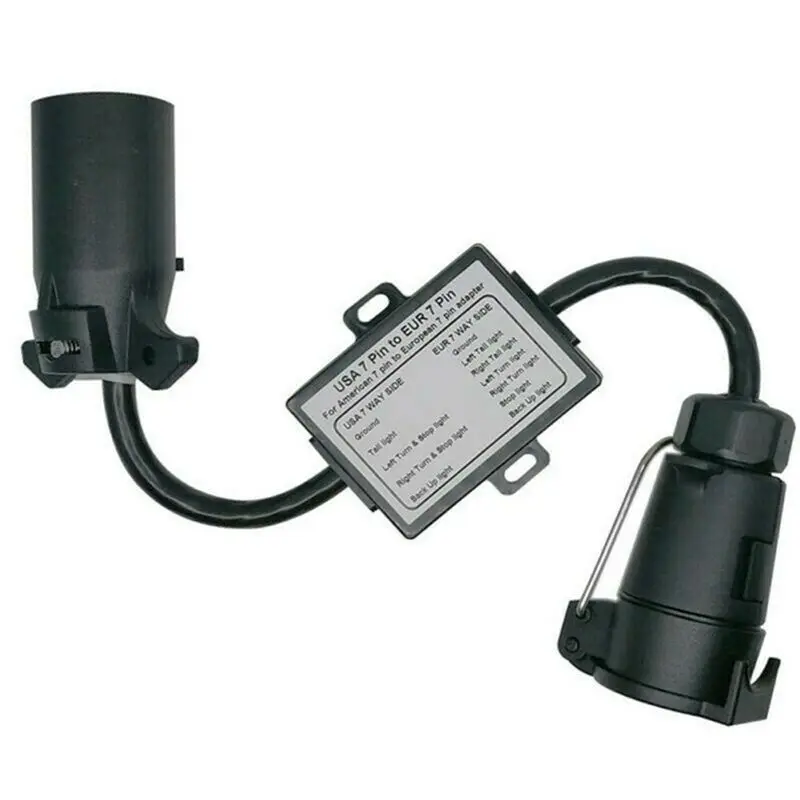 Classic-10X USA To EU Trailer Light Converter US 7-Way Blade Socket To EU 7-Pin Round Plug