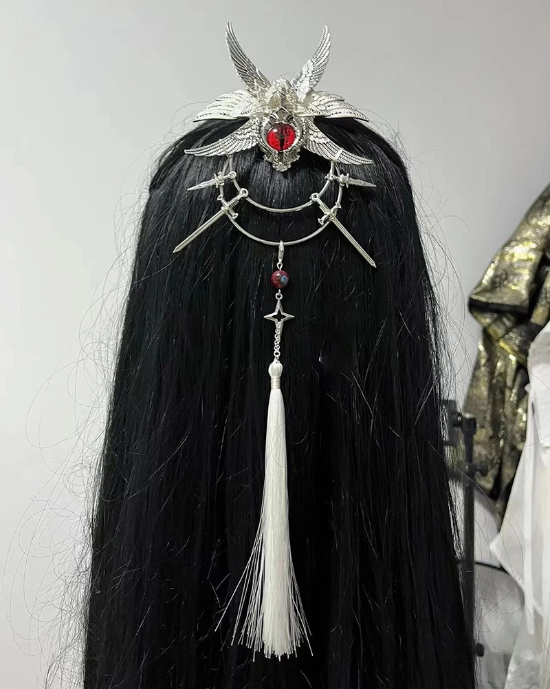 Heaven uffici Blessing Hua Cheng Cosplay E-Ming Streamer Headwear The Saber E'Ming Huacheng Stage Ancient Tian Guan Ci Fu