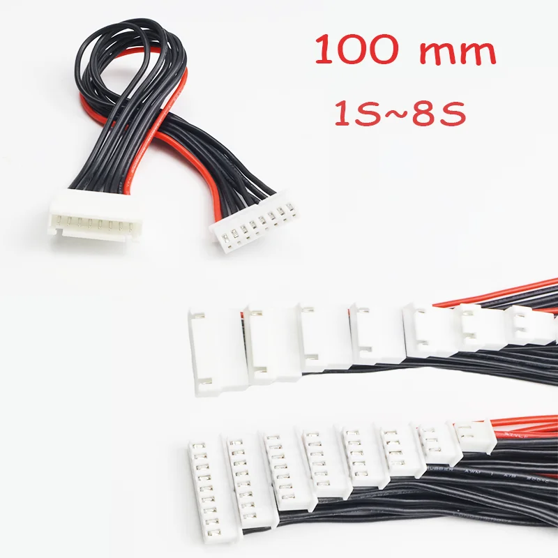 5pcs JST-XH 1S 2S 3S 4S 5S 6S 7S 8S 100mm 22AWG Lipo Balance Wire Extension Charged Cable Lead Cord for RC Lipo Battery Charger