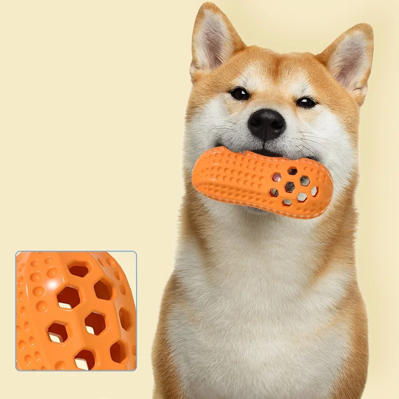 Simulated Peanut Shaped TPR Dog Chew Toy Sound Leak Resistant Durable Biting Teeth Pet Molar Chew Toy for Dogs