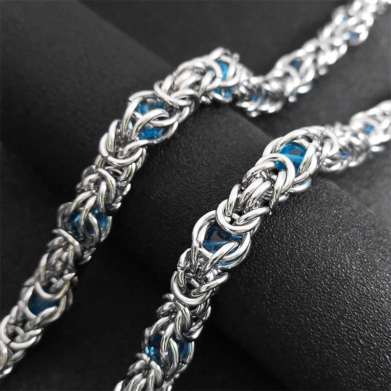 Trendy Byzantine Link Chain for Men Boys Stainless Steel Silver Color Think Necklace Biker Male Party Gift Jewelry collar hombre