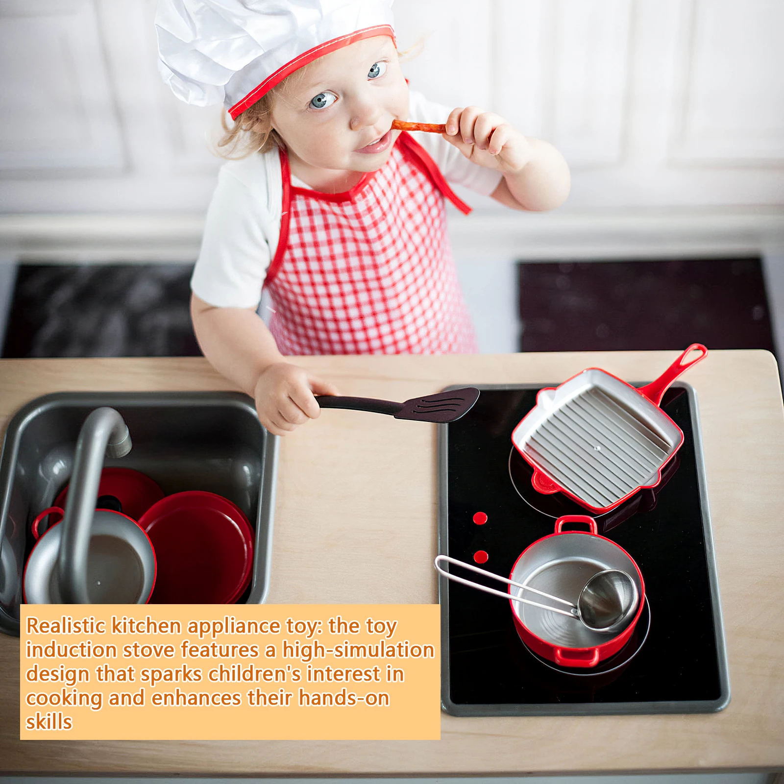 

Kids Play Kitchen Appliance Induction Stove Sound Light Realistic Pretend Play Kitchen Accessories Operated for Toddlers