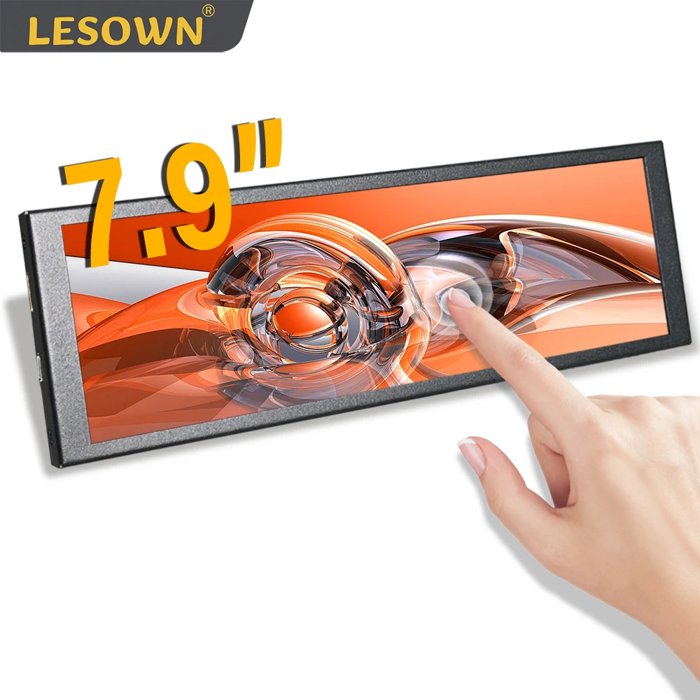 

LESOWN Stretched Bar Touchscreen Monitor 7.84 inch Small LCD Wide HDMI 400x1280 IPS Secondary Screen Monitor for PC Monitoring