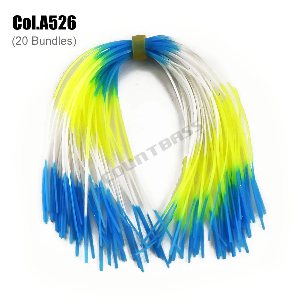 COUNTBASS 20 Bundles 50 strands Silicone Skirts Fishing Accessories, DIY spinnerbatis buzzbaits rubber jig lures Squid Rubber