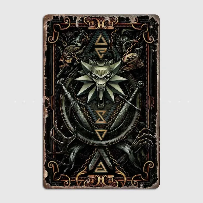 School of Wolf Decorative Plaque with Gwent Characters Artwork, Classic Wall Decor for Gamers