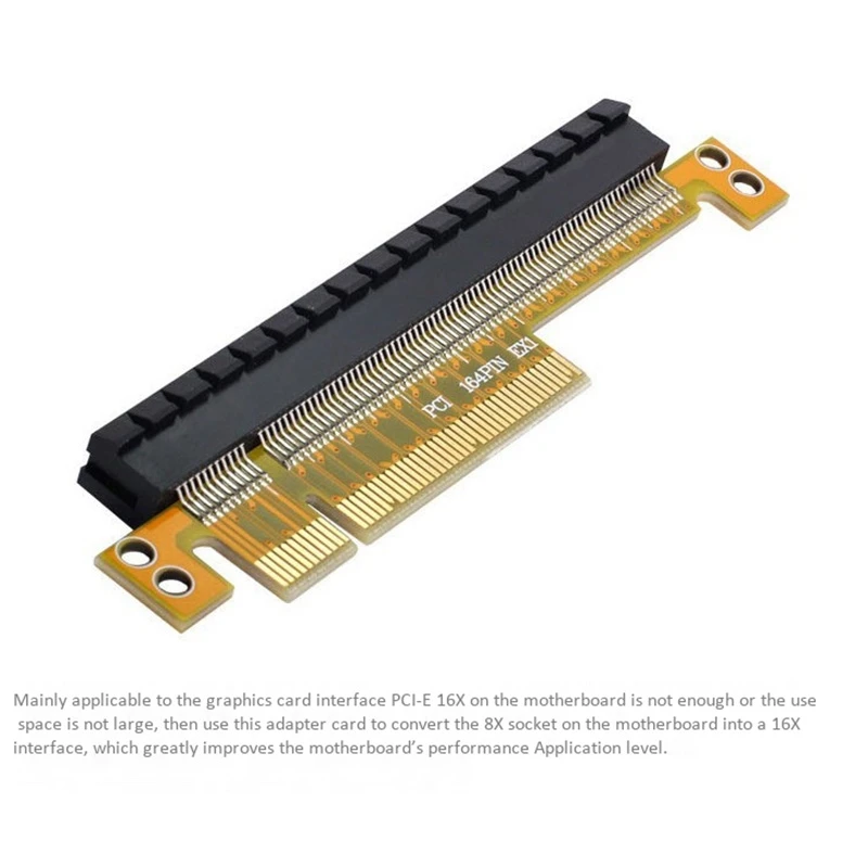 PCI-E Express 8X a 16X Extensor Conversor Adaptador de cartão riser Extensão macho para fêmea